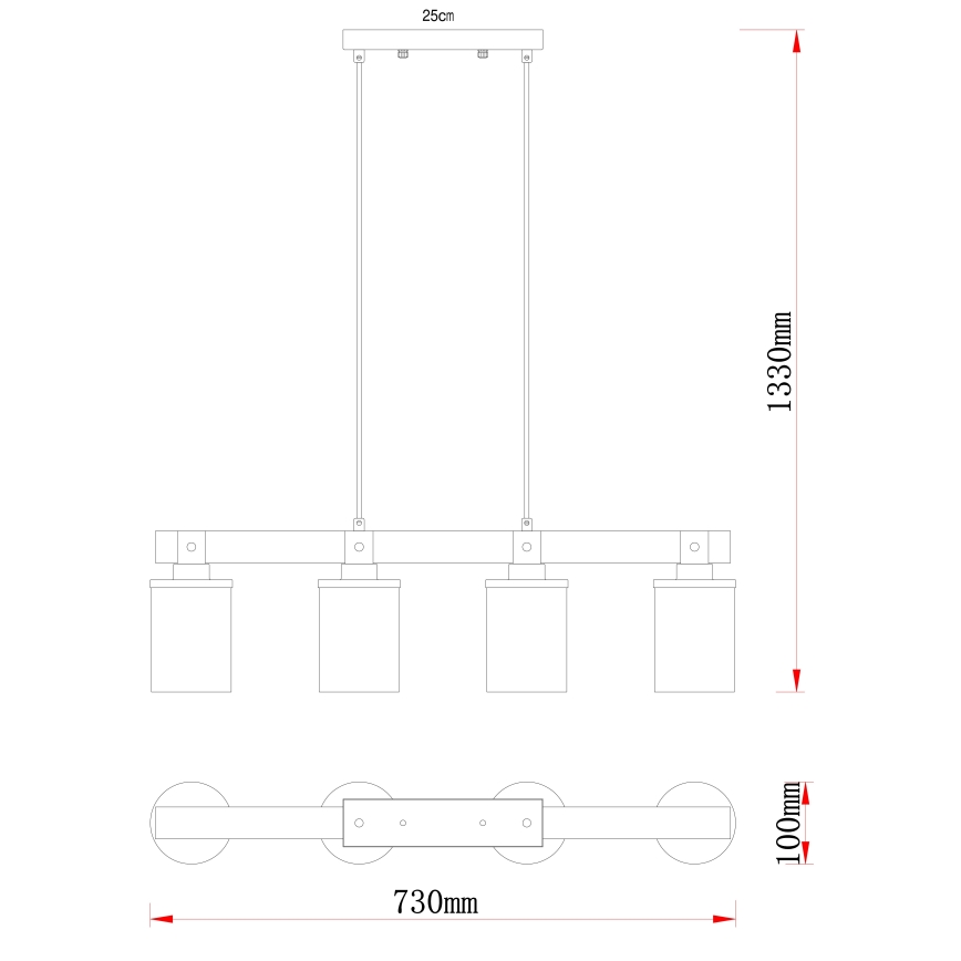 Brilagi - Rippvalgusti kaablil VISTA 4xE27/60W/230V tamm