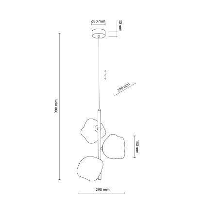 Brilagi - Rippvalgusti kaablil VULCANO 3xG9/8W/230V kuldne/suitsune beež