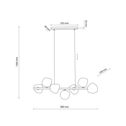 Brilagi - Rippvalgusti kaablil VULCANO 7xG9/8W/230V pruun/suitsune beež