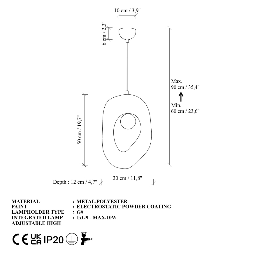 Brilagi - Rippvalgusti kaablil WABI SABI 1xG9/8W/230V valge