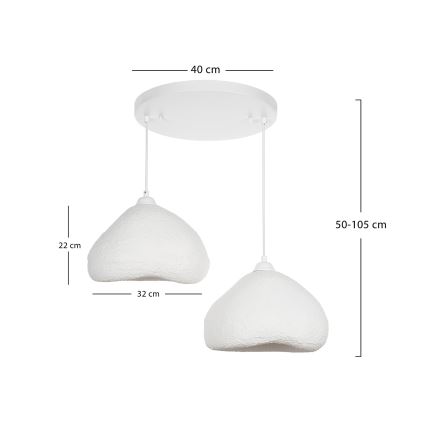 Brilagi - rippvalgusti kaablil WABI SABI 2xE27/40W/230V Ø 45 cm valge