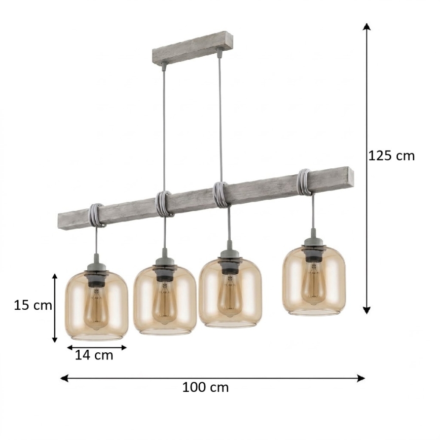 BRILAGI - WOOD GLASS rippvalgusti juhtmel 4xE27/60W/230V männipuit/hall/suitspruun