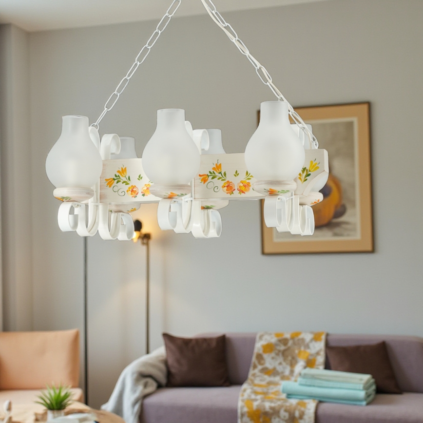 Brilagi - Rippvalgusti kettaga QUEEN 6xE14/40W/230V pöök/kreem