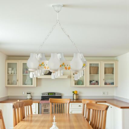 Brilagi - Rippvalgusti kettaga QUEEN 6xE14/40W/230V pöök/kreem