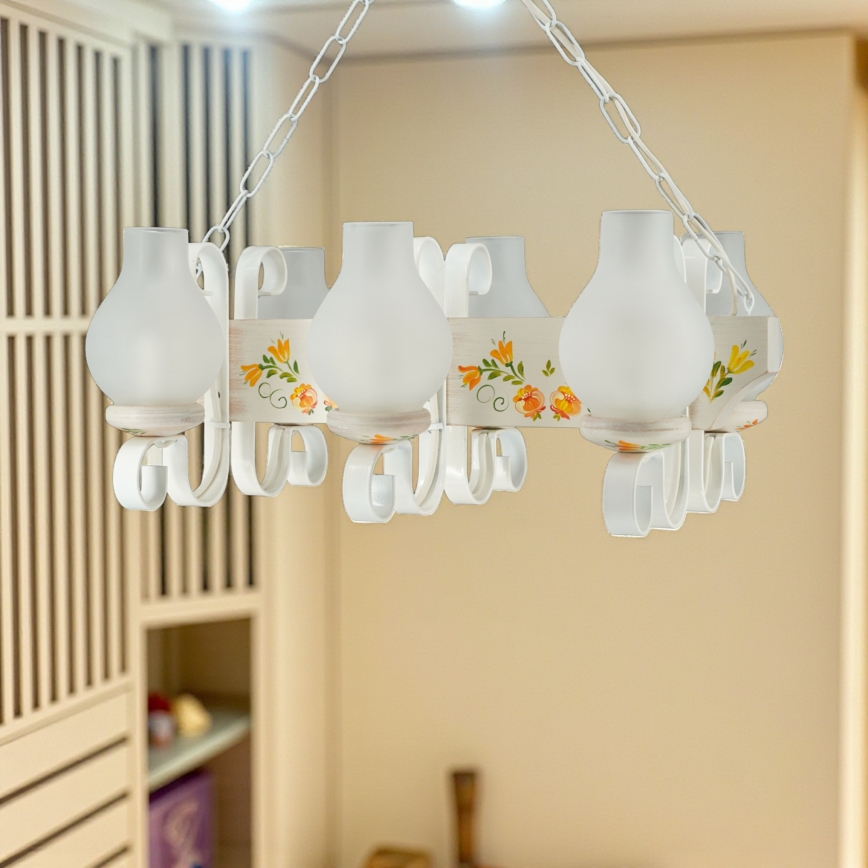 Brilagi - Rippvalgusti kettaga QUEEN 6xE14/40W/230V pöök/kreem