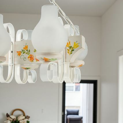 Brilagi - Rippvalgusti kettaga QUEEN 6xE14/40W/230V pöök/kreem