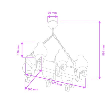 Brilagi - Rippvalgusti kettaga QUEEN 6xE14/40W/230V pöök/kreem