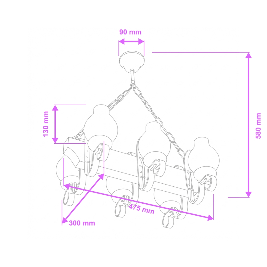 Brilagi - Rippvalgusti kettaga QUEEN 6xE14/40W/230V pöök/kreem