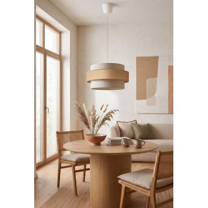 Brilagi - rippvalgusti köiega SPACE 1xE27/60W/230V läbimõõt 40 cm beež/kreemjas