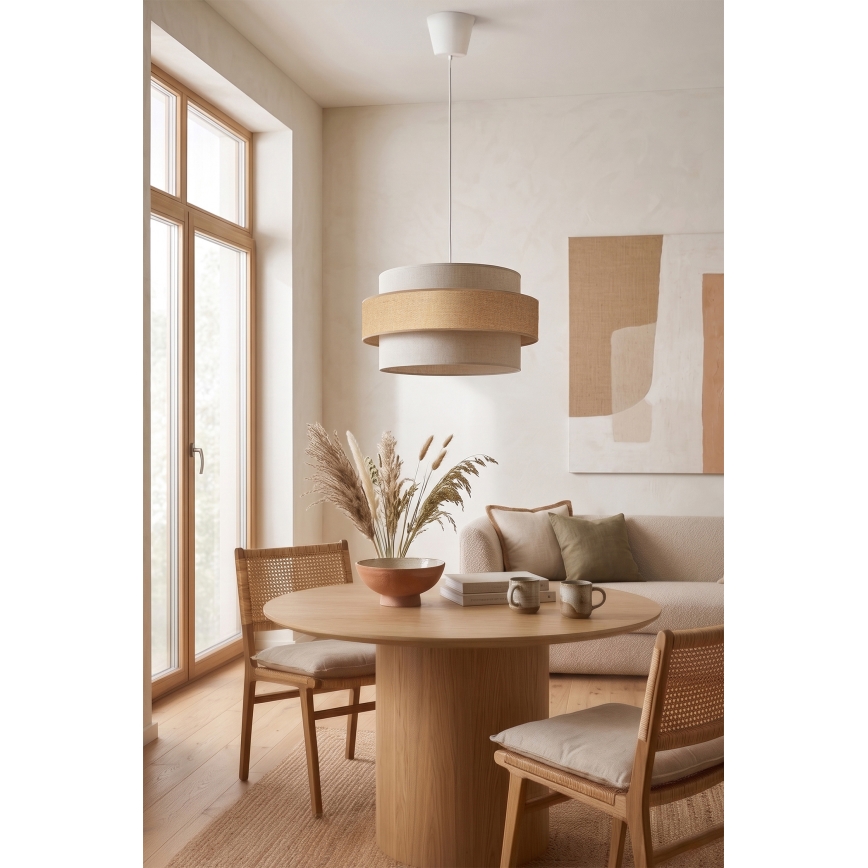 Brilagi - rippvalgusti köiega SPACE 1xE27/60W/230V läbimõõt 40 cm beež/kreemjas