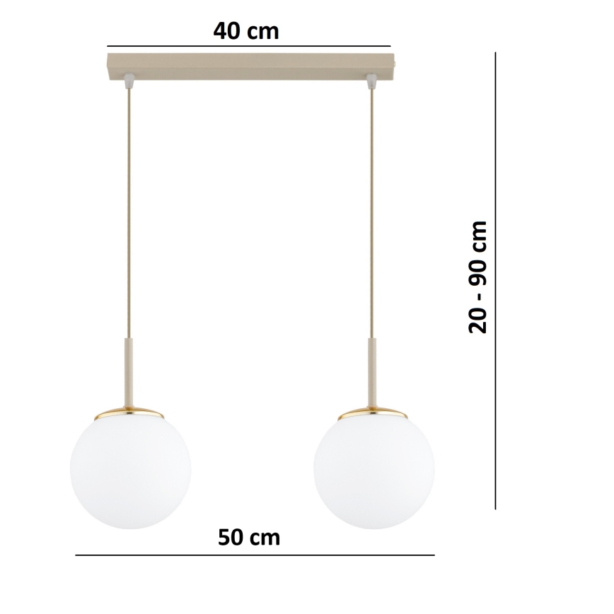 Brilagi - Rippvalgusti MILO kaabliga 2xE27/60W/230V beež/kuldne