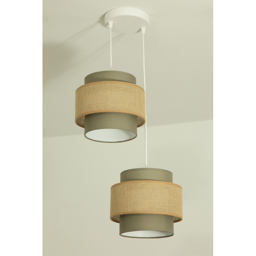 Brilagi - rippvalgusti RESNA kaabliga 2xE27/60W/230V, läbimõõt 30 cm, pruun/beež