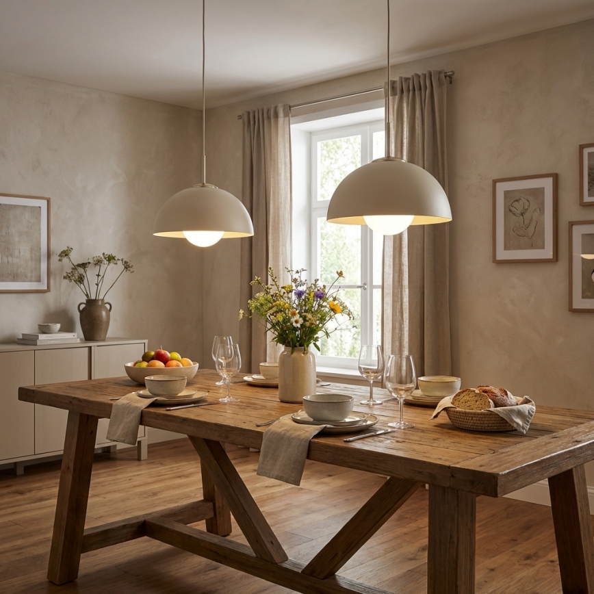 Brilagi - rippvalgusti riputuskaabliga COSMO 1xE27/60W/230V ø 30 cm beež/kuldne