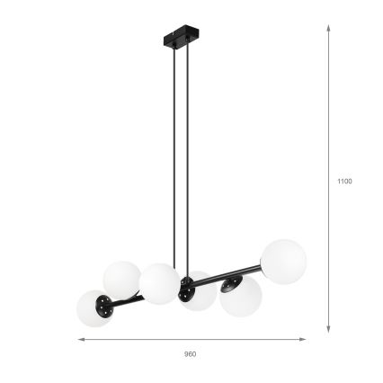 Brilagi - Rippvalgusti riputuskaabliga MALONY 6xE14/20W/230V must