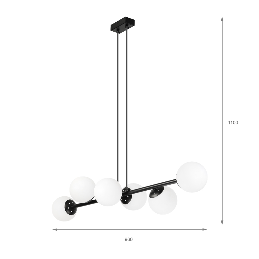 Brilagi - Rippvalgusti riputuskaabliga MALONY 6xE14/20W/230V must