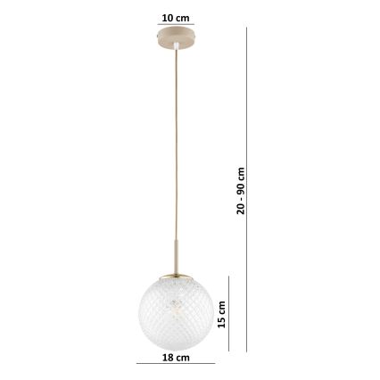 BRILAGI - rippvalgusti riputuskaabliga STELLA 1xE27/60W/230V läbimõõt 18 cm beež/kuldne