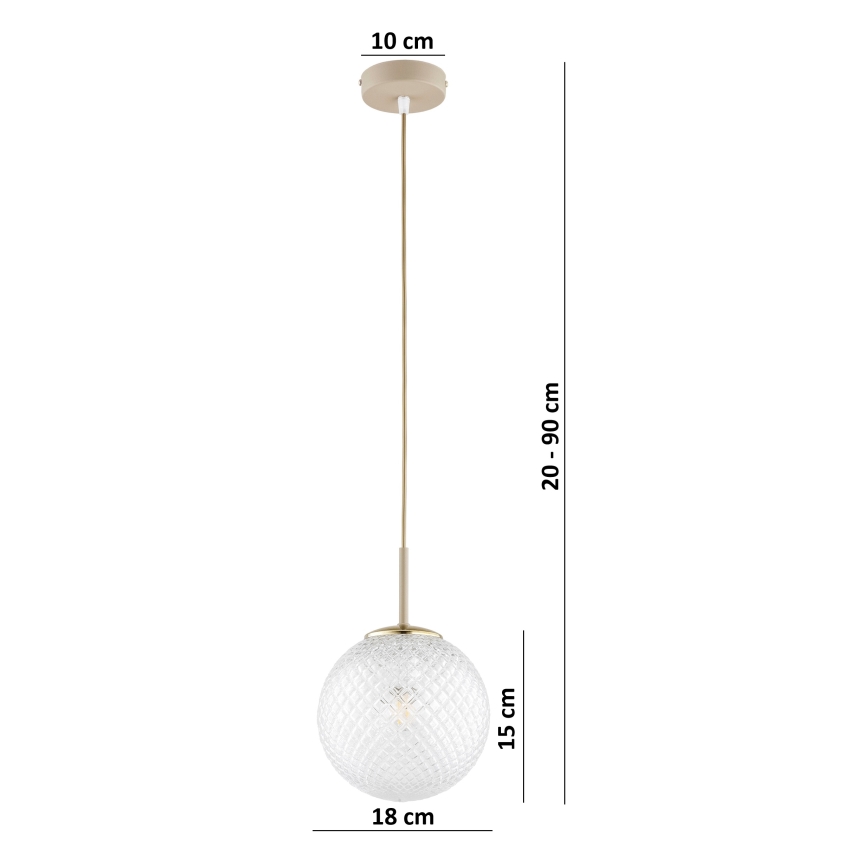 BRILAGI - rippvalgusti riputuskaabliga STELLA 1xE27/60W/230V läbimõõt 18 cm beež/kuldne