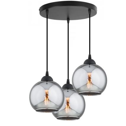 Brilagi - rippvalgusti traadiga DIOR 3xE27/60W/230V must/suitsuhall