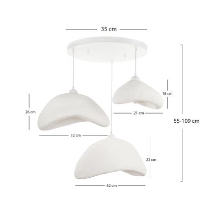 Brilagi - Rippvalgusti WABI SABI 3xE27/40W/230V läbimõõt 82 cm valge