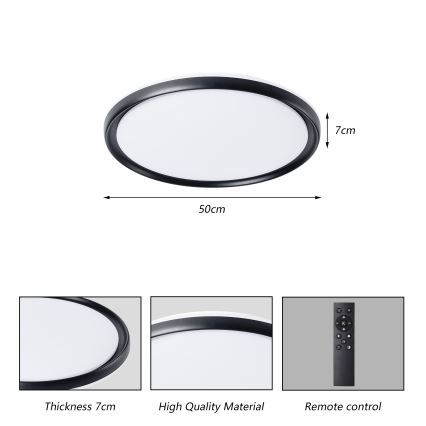 Brilagi - LED-hämardatav laelamp RIVO LED/72W/230V 3000-6000K, must, läbimõõt 50 cm + kaugjuhtimispult