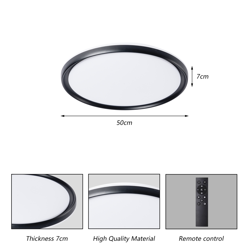 Brilagi - LED-hämardatav laelamp RIVO LED/72W/230V 3000-6000K, must, läbimõõt 50 cm + kaugjuhtimispult