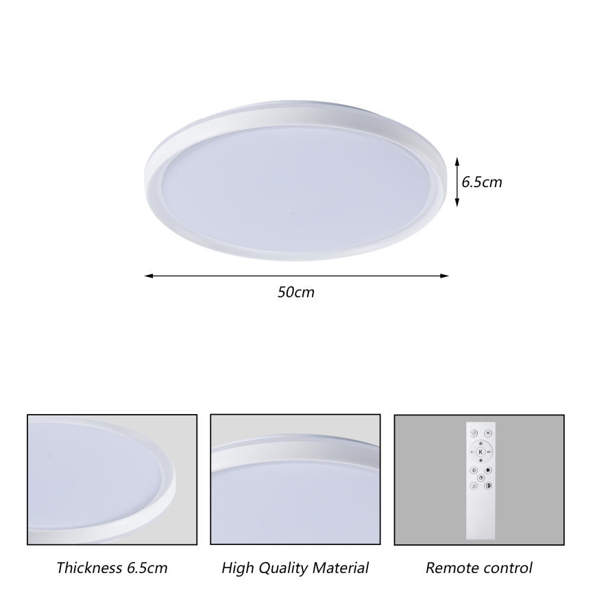 Brilagi - LED hämardatav laevalgusti RIVO LED/72W/230V 3000-6000K valge läbimõõt 50 cm + kaugjuhtimispult
