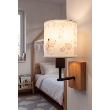 BRILAGI - Laste seinavalgusti BOBO WOOD 1xE27/25W/230V tamm/must/kreemjas/jänesed