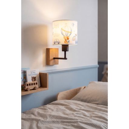 BRILAGI - Laste seinavalgusti BOBO WOOD 1xE27/25W/230V tamm/must/valge/sinine/karukesed