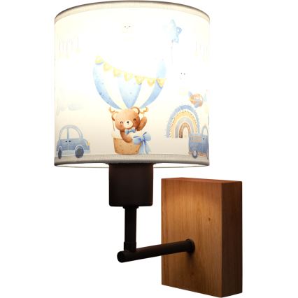 BRILAGI - Laste seinavalgusti BOBO WOOD 1xE27/25W/230V tamm/must/valge/sinine/karukesed