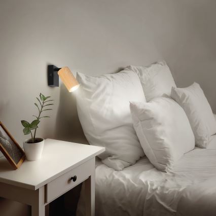 Brilagi - seinavalgusti lülitiga SELE 1xGU10/30W/230V, must/tamme dekor