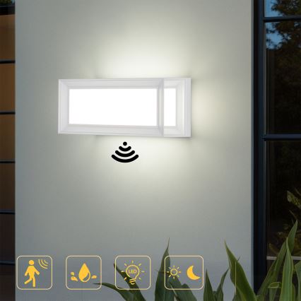 Brilagi - PARKER LED/12W/230V välisseinavalgusti anduriga, valge, IP44
