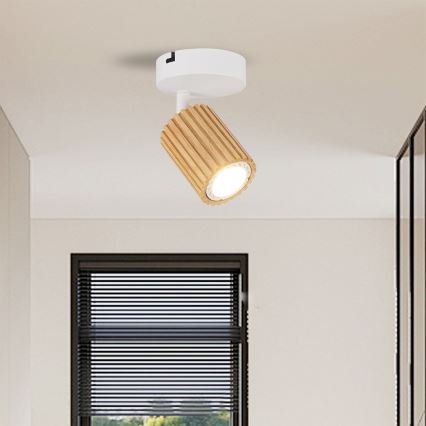 Brilagi - Seinale paigaldatav punktvalgusti MODERN WOOD 1xGU10/8W/230V puit/valge