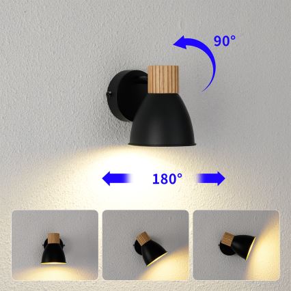 Brilagi - Seinale paigaldatav punktvalgusti ODENSE 1xE14/10W/230V kummipuit/must