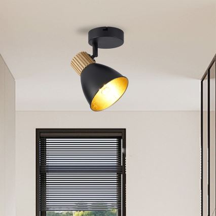 Brilagi - Seinale paigaldatav punktvalgusti ODENSE 1xE14/10W/230V kummipuit/must