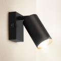Brilagi - Seinale paigaldatav spottvalgusti lülitiga SELE 1xGU10/30W/230V must/kuldne
