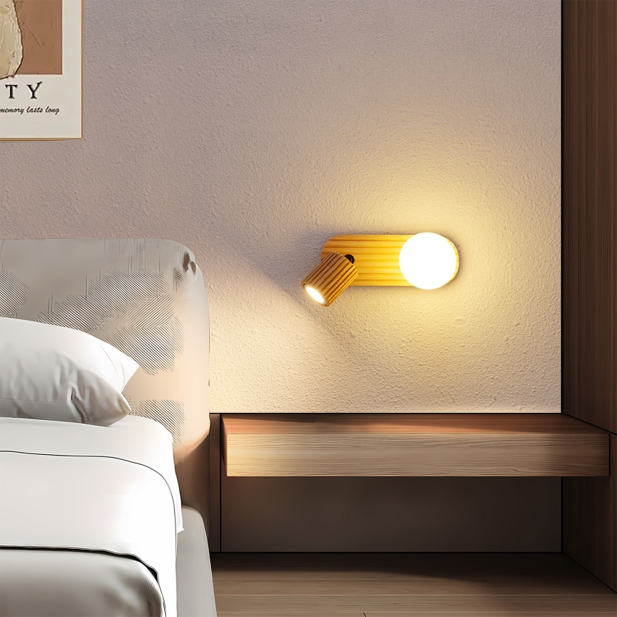 Brilagi - Seinapealne spottvalgusti MODERN WOOD 1xG9/5W/230V + 1xGU10/8W puit