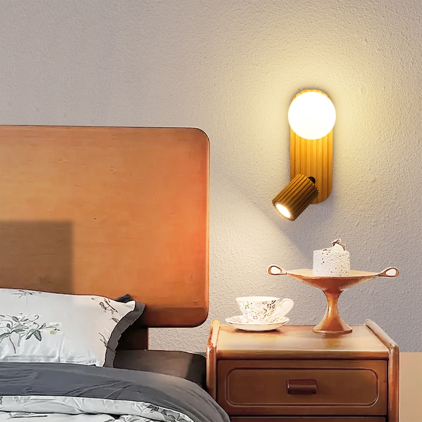 Brilagi - Seinapealne spottvalgusti MODERN WOOD 1xG9/5W/230V + 1xGU10/8W puit