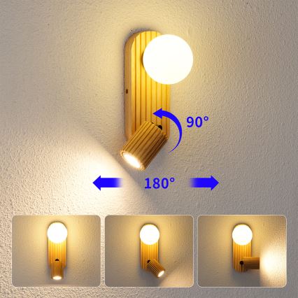 Brilagi - Seinavalgusti MODERN WOOD 1xG9/5W/230V + 1xGU10/8W, kummipuit