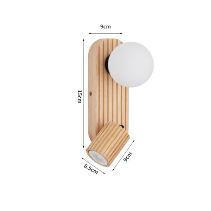 Brilagi - Seinavalgusti MODERN WOOD 1xG9/5W/230V + 1xGU10/8W, kummipuit