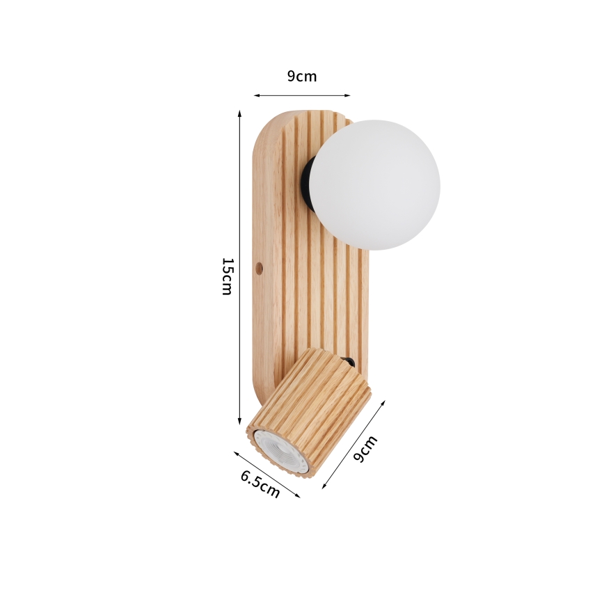 Brilagi - Seinavalgusti MODERN WOOD 1xG9/5W/230V + 1xGU10/8W, kummipuit