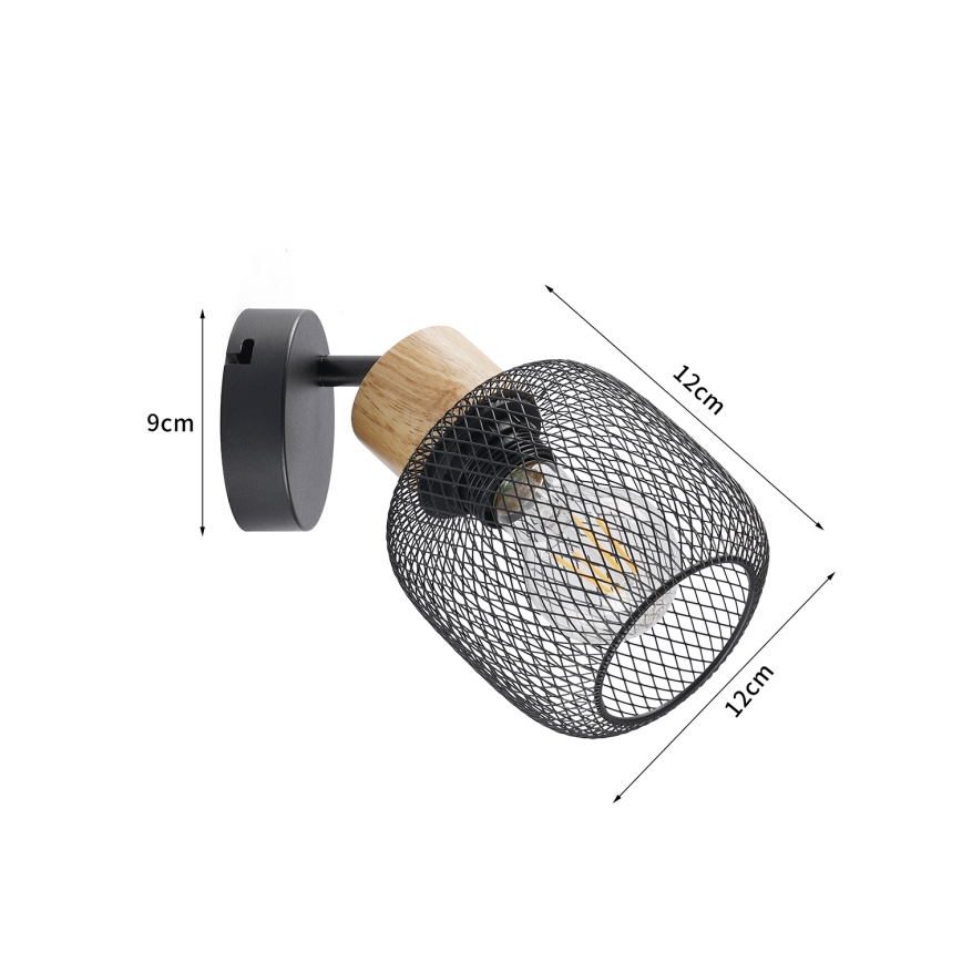 Brilagi - Seinale paigaldatav suunavalgusti BASKLITE 1xE27/15W/230V kummipuit/must
