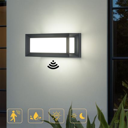 Brilagi - LED välisseinavalgusti liikumisanduriga PARKER LED/12W/230V antratsiit IP44