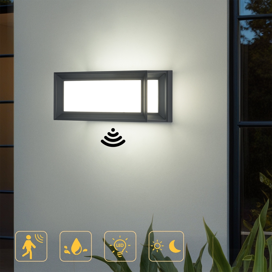 Brilagi - LED välisseinavalgusti liikumisanduriga PARKER LED/12W/230V antratsiit IP44