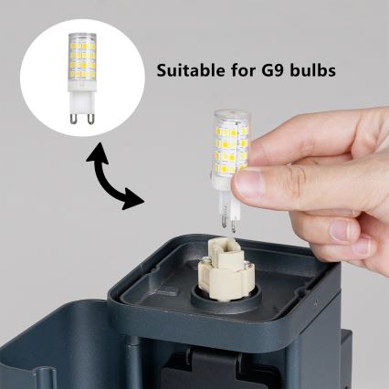 Brilagi - PILLAR välisseinavalgusti SCHUKO-pesaga 1xG9/11W/230V IP44 antratsiit