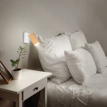 BRILAGI - seinale paigaldatav punktvalgusti lülitiga SELE 1xGU10/30W/230V valge/tamme dekor