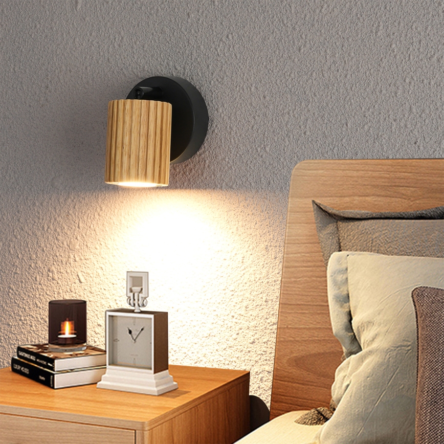 Brilagi - Seinane kohtvalgusti MODERN WOOD 1xGU10/8W/230V puit/must
