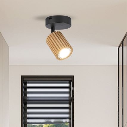 Brilagi - Seinane kohtvalgusti MODERN WOOD 1xGU10/8W/230V puit/must