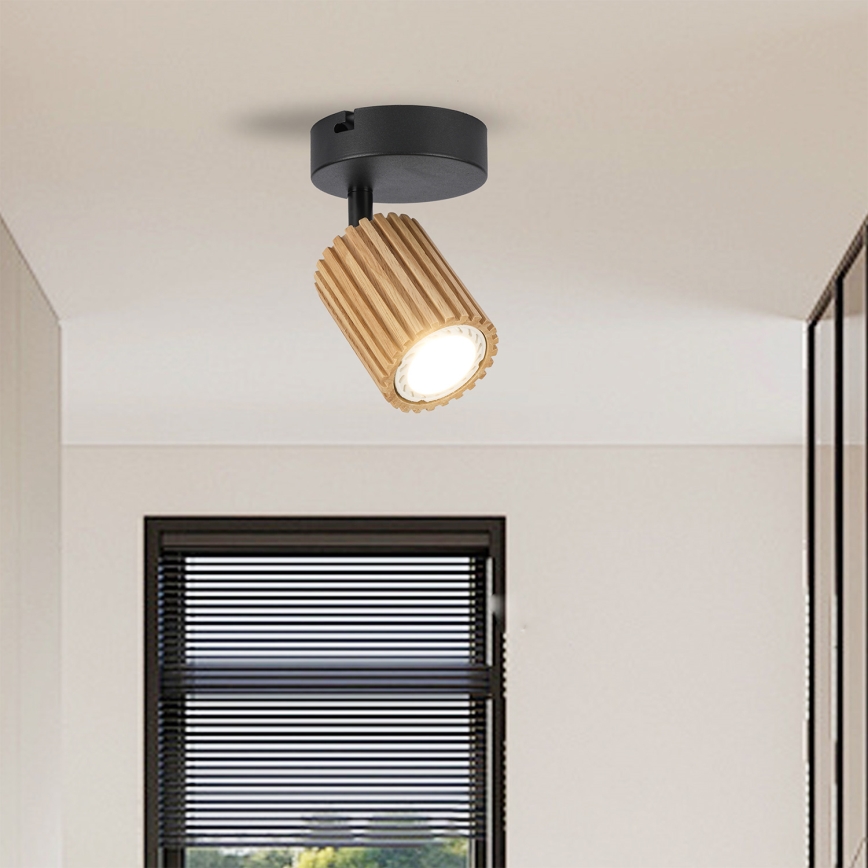 Brilagi - Seinane kohtvalgusti MODERN WOOD 1xGU10/8W/230V puit/must