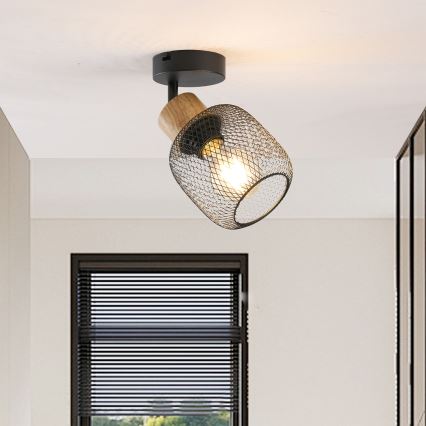 Brilagi - Seinane suunavalgusti BASKLITE 1xE27/15W/230V puit/must