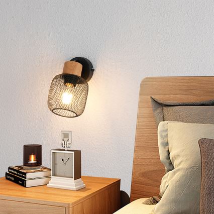 Brilagi - Seinane suunavalgusti BASKLITE 1xE27/15W/230V puit/must